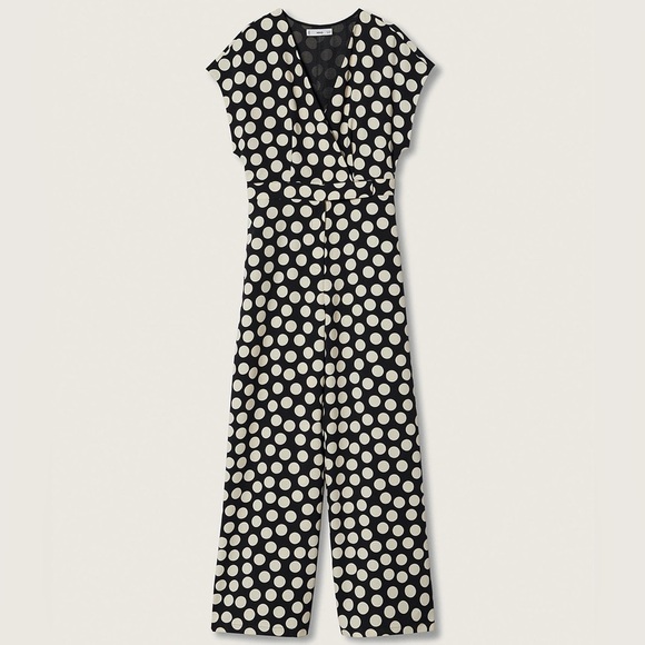 MANGO Polka Dot Print Wide Leg Sleeveless Jumpsuit - Picture 4 of 14